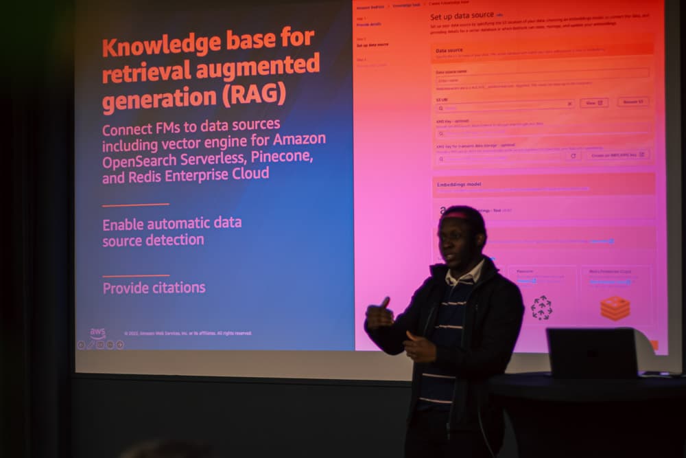 Samuel Sopeju, Solutions Architect at AWS, taking us through the AWS Gen AI landscape